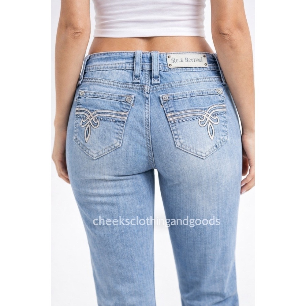 Rock Revival Cameron Boot Low-Rise Jeans Women's size 28 Raw Hem